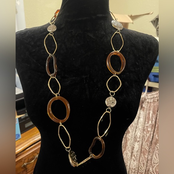 Geometric Shapes, Gold Tone, Silver Tone & Tortoise Shell, 36” w/3” Extender - Picture 3 of 6